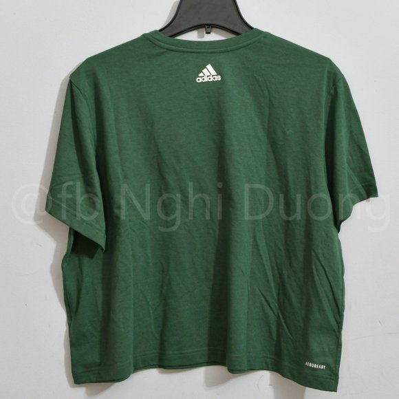 Adidas Ladies' Logo Crop Tee‎ Green - Picture 3 of 4
